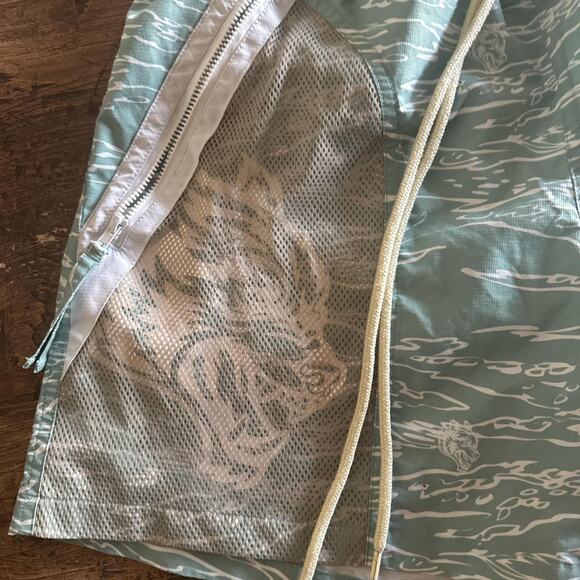 Green and white wolves swim trunks Medium - Picture 2 of 6